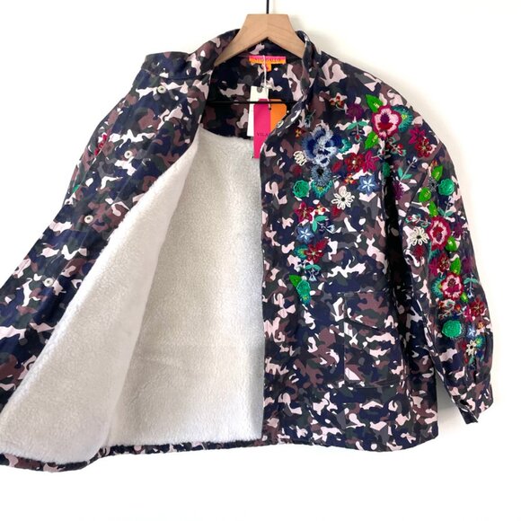 Anthropologie Vilagallo Floral Embroidered Beaded Camo Jacket Size M NWT - Picture 8 of 11
